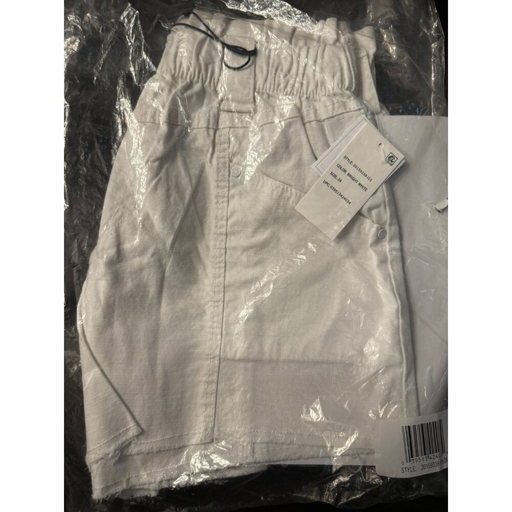 Frayed Denim Womens White Elastic Waist Shorts Size 26 Consciously Crafted